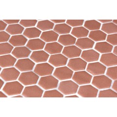 Emaux de verre hexagonal orange mat sur plaque de 30.1x29cmsol et mur onxstoneglass tangerine