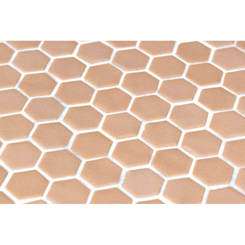 Emaux de verre hexagonal jaune mat sur plaque de 30.1x29cm sol et mur onxstoneglass ochre