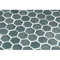 Emaux de verre hexagonal vert mat sur plaque de 30.1x29cm sol et mur onxstoneglass green