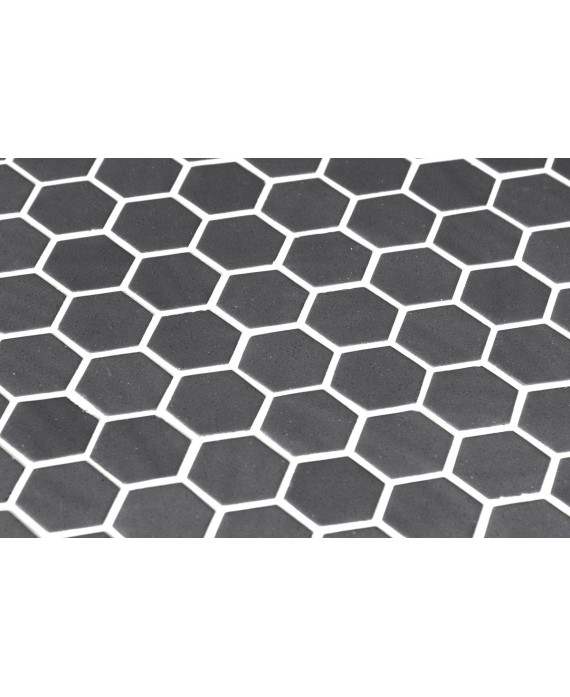 Emaux de verre hexagonal gris fonce mat sur plaque de 30.1x29cm mur onxnatureglass dark grey
