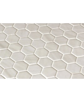 Emaux de verre hexagonnal blanc mat sur plaque de 30.1x29cm sol et mur oninatureglass white