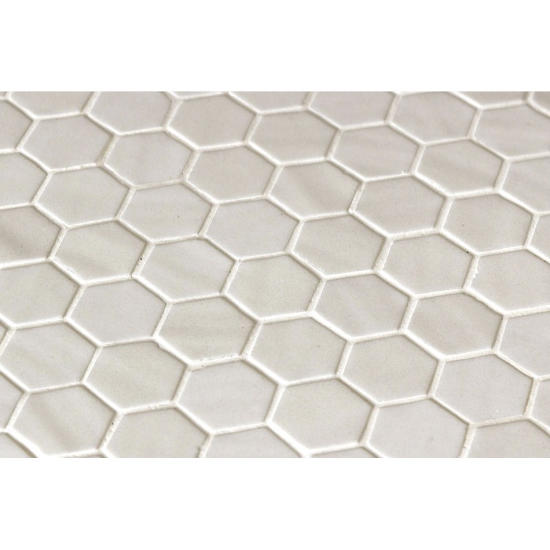 Emaux de verre hexagonal blanc mat sur plaque de 30.1x29cm sol et mur onxnatureglass white