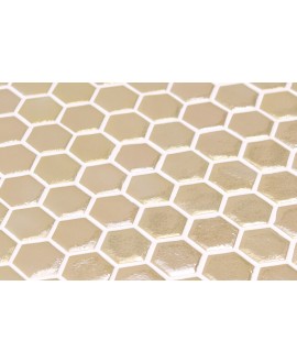 Emaux de verre hexagonnal or doré mat sur plaque de 30.1x29cm sol et mur oninatureglass new golden