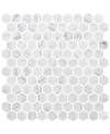 Emaux de verre hexagonal imitation marbre blanc mat sur plaque de 30.1x29cm sol et mur onxcarrara