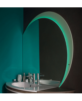 Miroir contemporain, lumineux salle de bain, quart de rond 119.2x119.2x2.6cm avec éclairage comp sunset 4123.