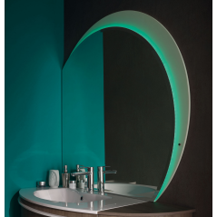 Miroir contemporain, lumineux salle de bain, quart de rond 119.2x119.2x2.6cm avec éclairage comp sunset 4123.