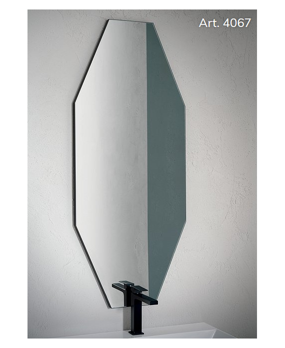 Miroir salle de bain suspendu, contemporain, octogone 50x120x2.6cm compotto 4067