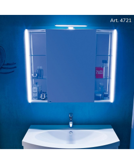 Miroir contemporain, lumineux salle de bain, avec porte, L 95cm, P 15cm, H 75cm, comp tail 4721.