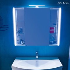 Miroir contemporain, lumineux salle de bain, avec porte, L 95cm, P 15cm, H 75cm, comp tail 4721.