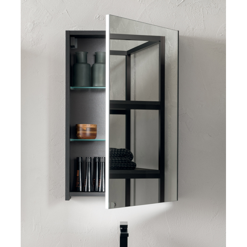 Miroir contemporain, salle de bain, avec porte G/D, L 45cm, P 15cm, H 75cm,  compx link 4707.
