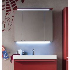 Miroir contemporain, salle de bain, avec 3 portes, L 90cm, P 15cm, H 75cm, comp link 4712.