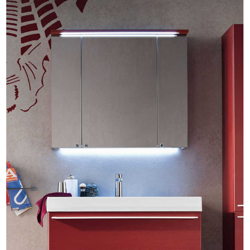 Miroir contemporain, salle de bain, avec 3 portes, L 90cm, P 15cm, H 75cm, comp link 4712.