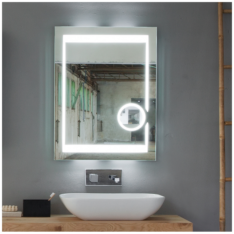 Miroir contemporain, lumineux, avec éclairage, cadre en verre avec cristal L 70cm, P 3cm, H 90cm, comp narciso 4137