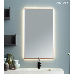 Miroir contemporain rectangulaire vertical éclairage à led, cadre finition cuivre L 70cm, P 5.5cm, H 120cm, comp screen3.