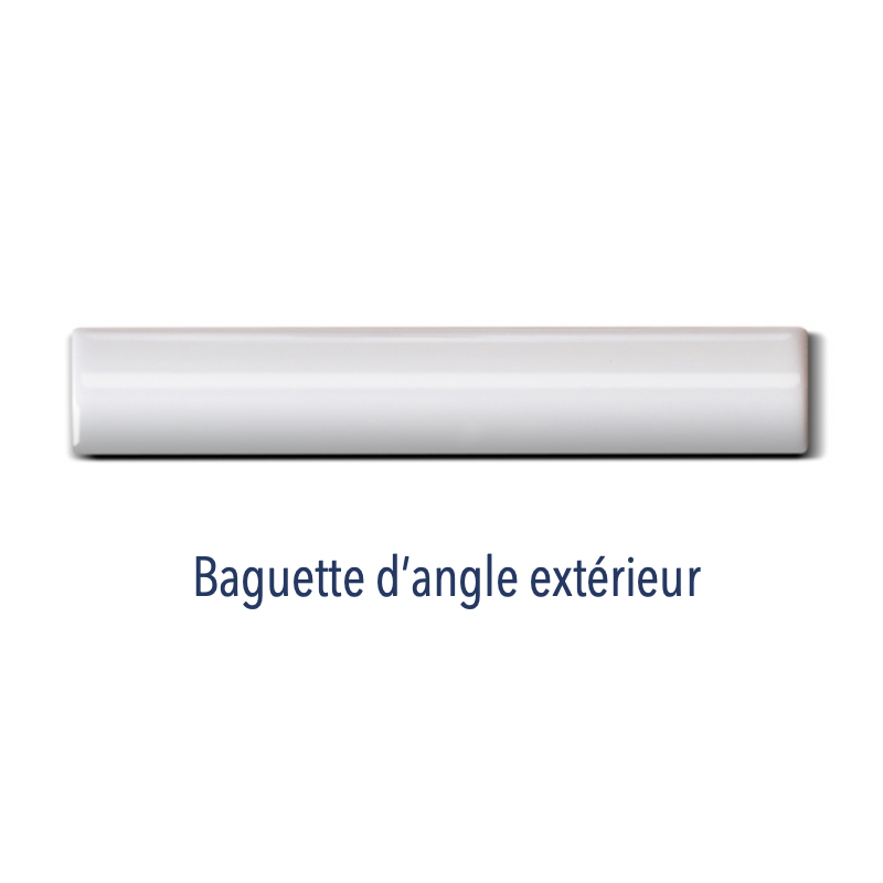 Baguette d'angle exterieur 2.5x15cm, gorge interieur 2.5x15cm, angle exterieur et interieur de plinthe D blanc brillant