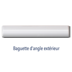 Baguette d'angle exterieur 2.5x15cm, gorge interieur 2.5x15cm, angle exterieur et interieur de plinthe Dif ivoire brillant