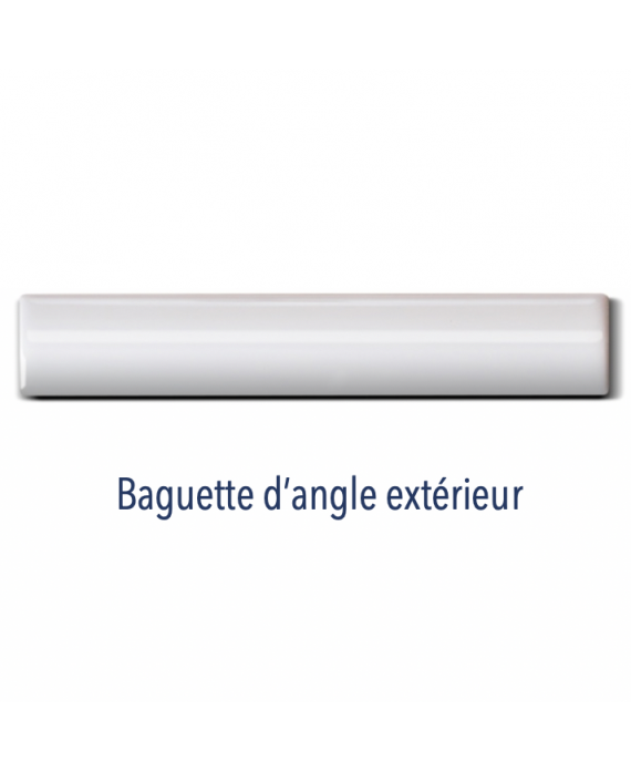 Baguette d'angle exterieur 2.5x15cm, gorge interieur 2.5x15cm, angle exterieur et interieur de plinthe D ivoire brillant