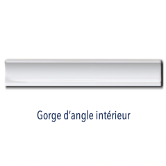 Baguette d'angle exterieur 2.5x15cm, gorge interieur 2.5x15cm, angle exterieur et interieur de plinthe D gris clair brillant