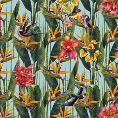 Papier peint vinyle pour mur de salle de bain STERLIZIA_INKKLMN1901 oiseaux et fleurs