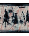 Papier peint vinyle pour mur de salle de bain WALKING_INKKESR2001 hommes qui marchent