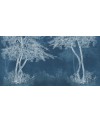 Papier peint vinyle pour mur de salle de bain INKDVWU1901-1 arbre blanc sur fond bleu