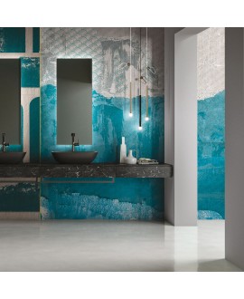 Papier peint vinyle pour mur de salle de bain FITFUL_EQ_INKHYQD1901 bleu contemporain