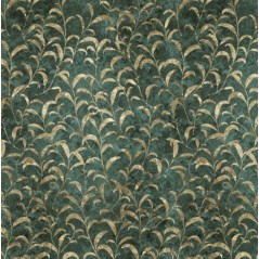 Papier peint vinyle pour mur de salle de bain goldenwall_follie_minim_inkiolr18 feuille dorée sur fond vert