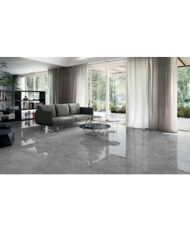 Carrelage imitation marbre poli gris brillant rectifié 120x120x1cm, salon salle de bain, santagrigiosavoia