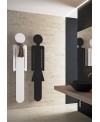 Sèche-serviette radiateur eau chaude design Antoreste silhouette homme noir brillant 172x34cm + tête themostatique