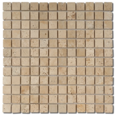 Mosaique salle de bain D travertin classic 2.3x2.3cm sur trame 30.5x30.5x1cm