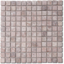 Mosaique salle de bain D travertin rouge 2.3x2.3cm sur trame 30.5x30.5x1cm