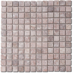 Mosaique salle de bain D travertin rouge 2.3x2.3cm sur trame 30.5x30.5x1cm