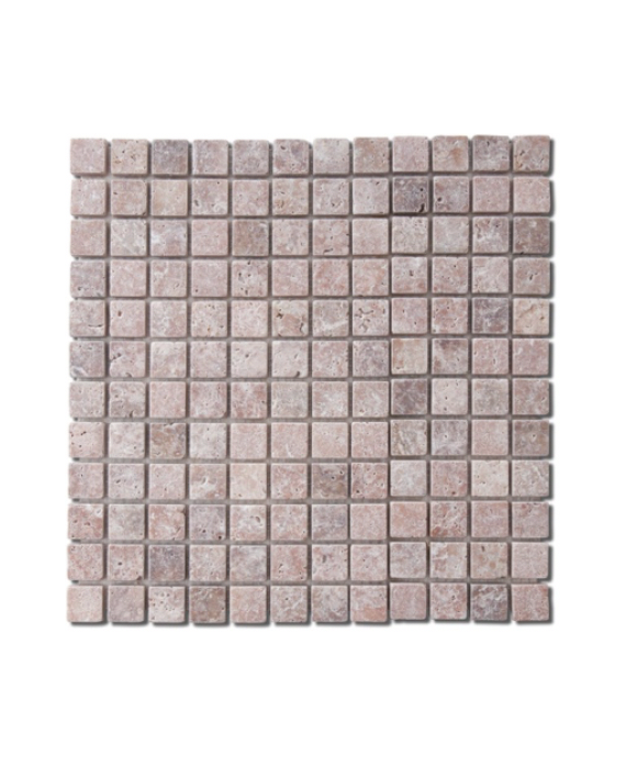Mosaique salle de bain D travertin rouge 2.3x2.3cm sur trame 30.5x30.5x1cm