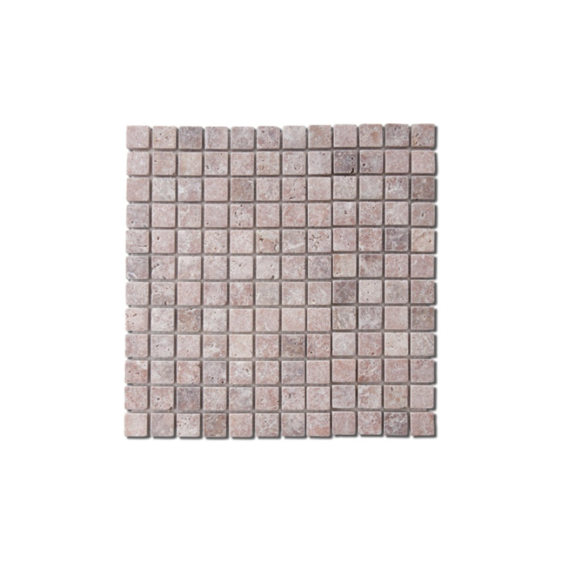 Mosaique salle de bain D travertin rouge 2.3x2.3cm sur trame 30.5x30.5x1cm