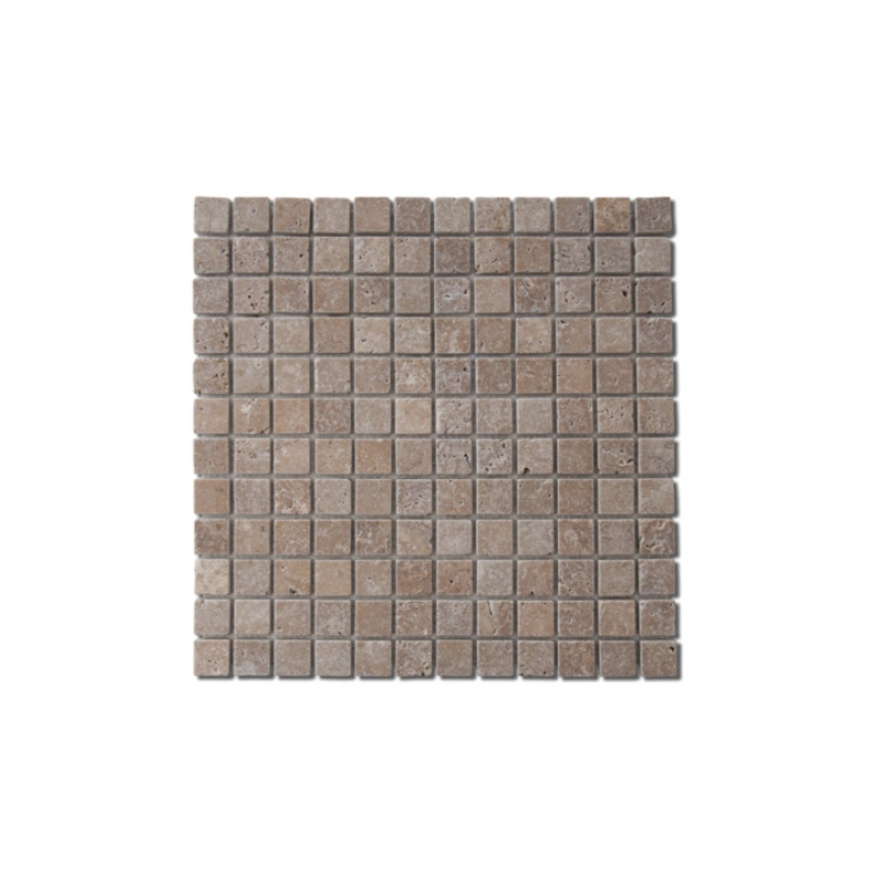 Mosaique salle de bain D travertin noce 2.3x2.3cm sur trame 30.5x30.5x1cm marron