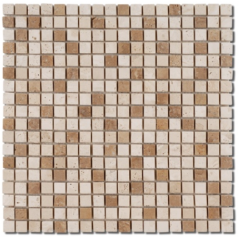 Mosaique salle de bain D travertin classic noce 2.3x2.3cm sur trame 30.5x30.5x1cm