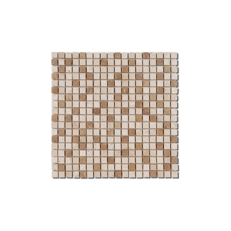 Mosaique salle de bain D travertin classic noce 2.3x2.3cm sur trame 30.5x30.5x1cm