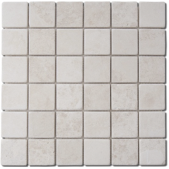 Mosaique salle de bain D marbre limestone 5x5cm sur trame 30.5x30.5x1cm