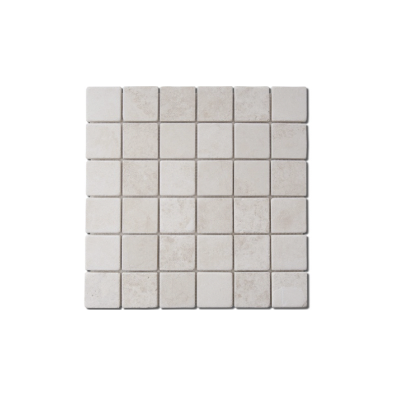 Mosaique salle de bain D marbre limestone 5x5cm sur trame 30.5x30.5x1cm