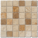 Mosaique salle de bain D travertin mix 5x5cm sur trame 30.5x30.5x1cm