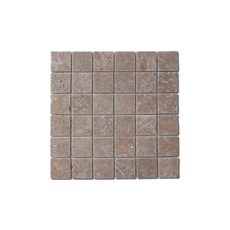 Mosaique salle de bain D travertin noce 5x5cm sur trame 30.5x30.5x1cm