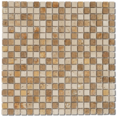 Mosaique salle de bain D travertin mix 1.5x1.5cm sur trame 30.5x30.5x1cm