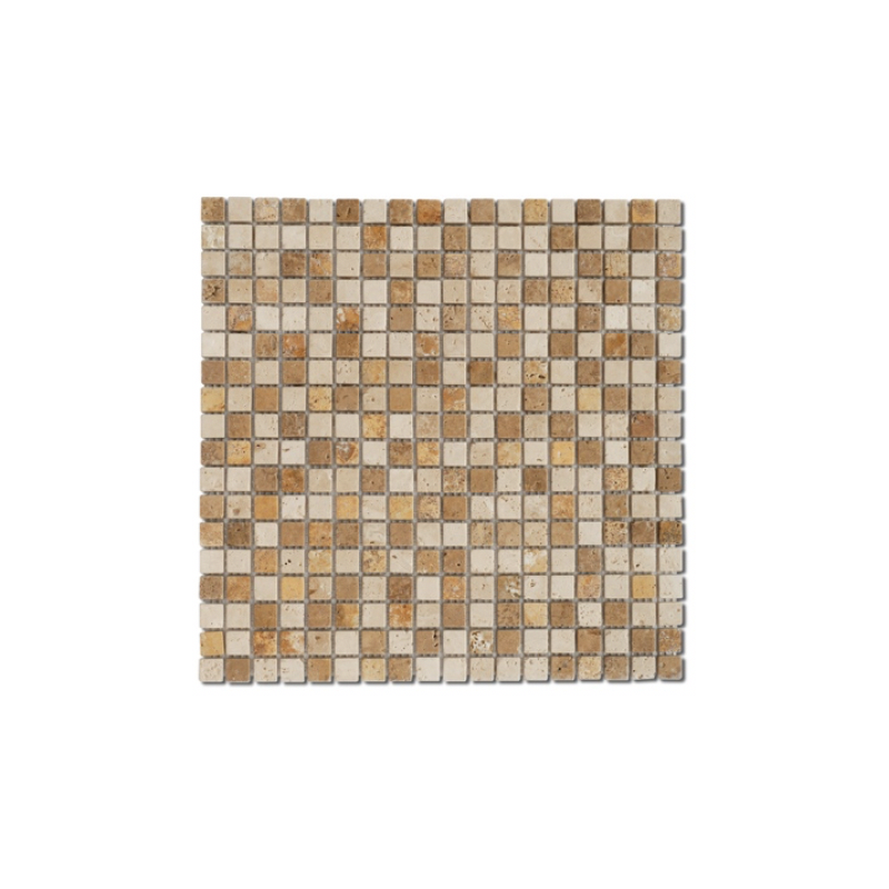 Mosaique salle de bain D travertin mix 1.5x1.5cm sur trame 30.5x30.5x1cm