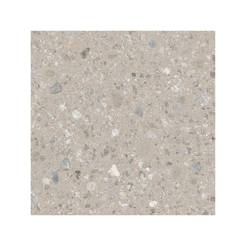 Carrelage imitation terrazzo teinté dans la masse, sur fond creme rectifié 59.3x59.3, 80x80, 120x120cm Vjanty crema