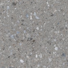 Carrelage imitation terrazzo teinté dans la masse, sur fond gris clair rectifié 59.3x59.3, 80x80, 120x120cm Vjanty ceniza