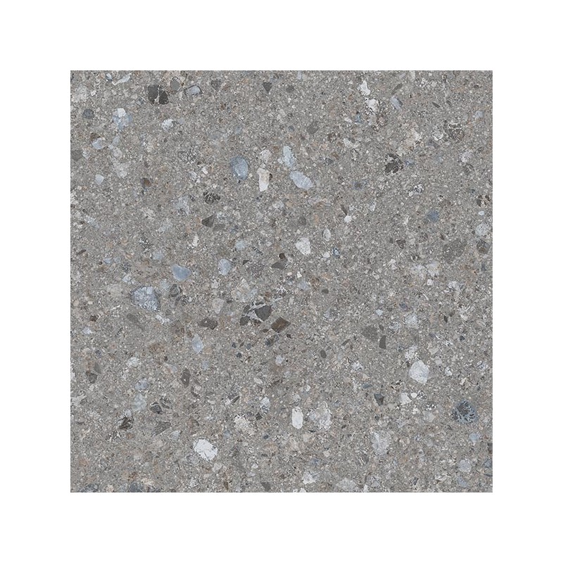 Carrelage imitation terrazzo teinté dans la masse, sur fond gris clair rectifié 59.3x59.3, 80x80, 120x120cm Vjanty ceniza