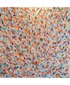 Tableau contemporain, peinture moderne figurative, acrylique sur toile 100x100cm intitulée: petite friture orange bleu et vert.