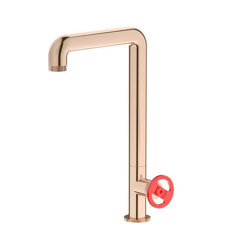 Mitigeur évier couleur or rose contemporain, robinet design de cuisine,  avec bec pivotant IBB1370RS_6