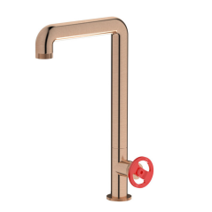 Mitigeur évier couleur or rose brossé contemporain, robinet design de cuisine, avec bec pivotant IBB1370SR_6