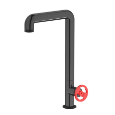 Mitigeur évier chromé noir brillant contemporain, robinet design de cuisine, avec bec pivotant IBB1370CF_6